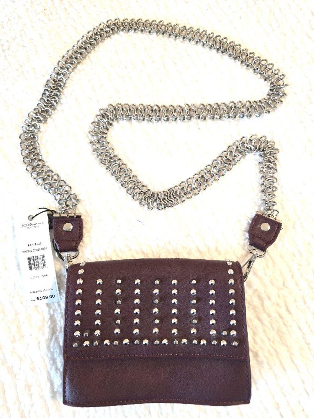 NWT BCBGeneration Sheyla Studded Crossbody Bag Plum Purple